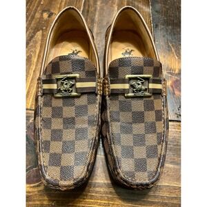 Beverly Hills Polo Club Mens Romano II Brown Checkered Loafer BP921984-1-EC 10.5